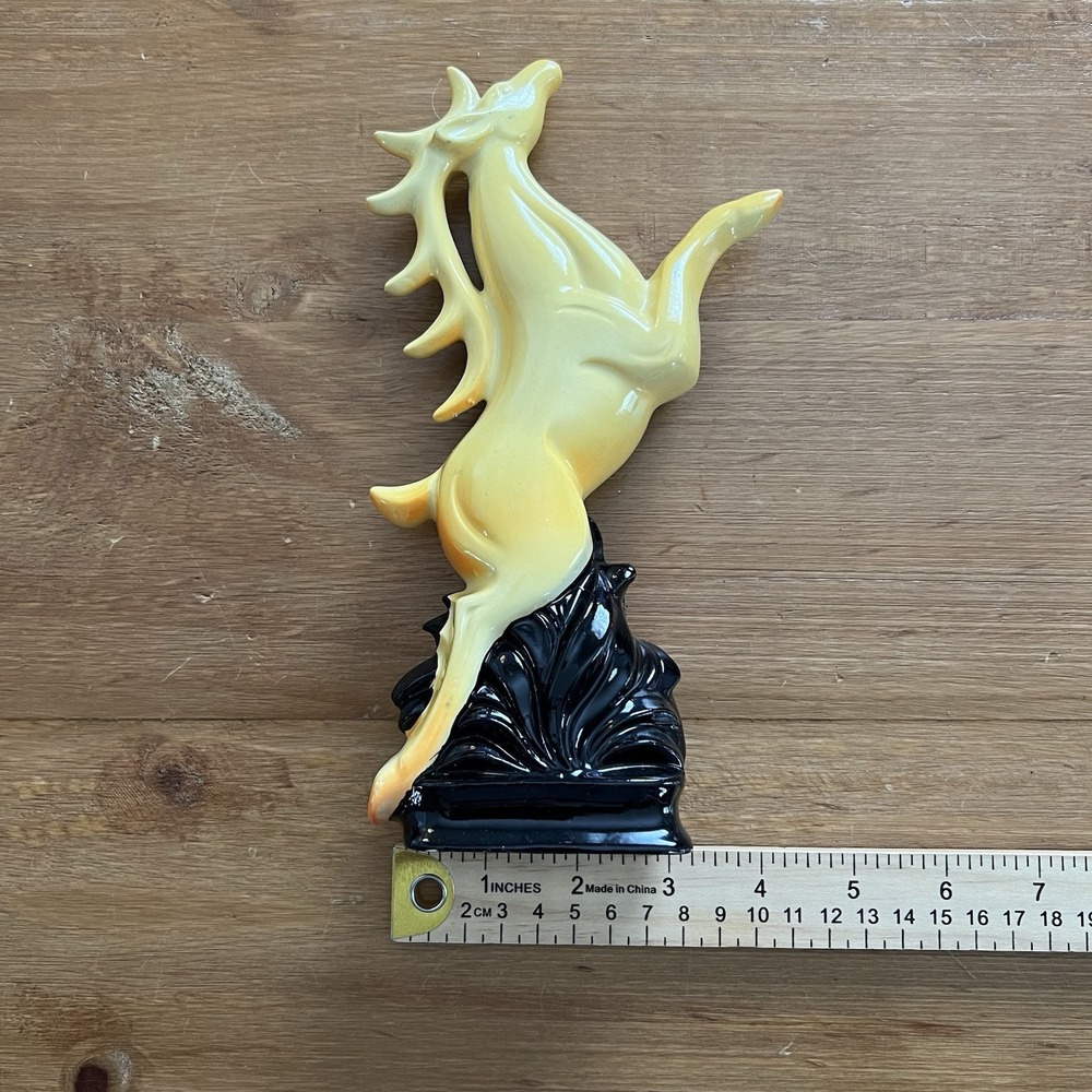 Vintage Norleans Japan Rearing Deer Stag Figurine Yellow Black MCM Atomic Decor - Picture 10 of 11
